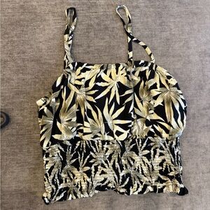 Volcom Black and White Smocked Camisole Top